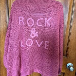 Elan Mauve Knit Sweater with 'Rock & Love' Design
